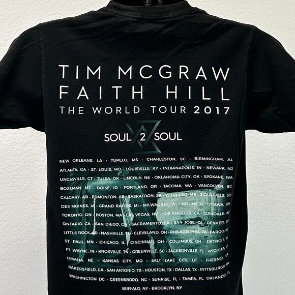 Tim McGraw Faith Hill 2017 Tour T Shirt Mens S Small Black Soul 2 Soul Country - Picture 5 of 7